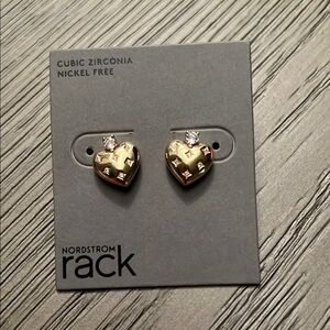 Nordstrom Gold Heart Earrings with Cubic Zirconia